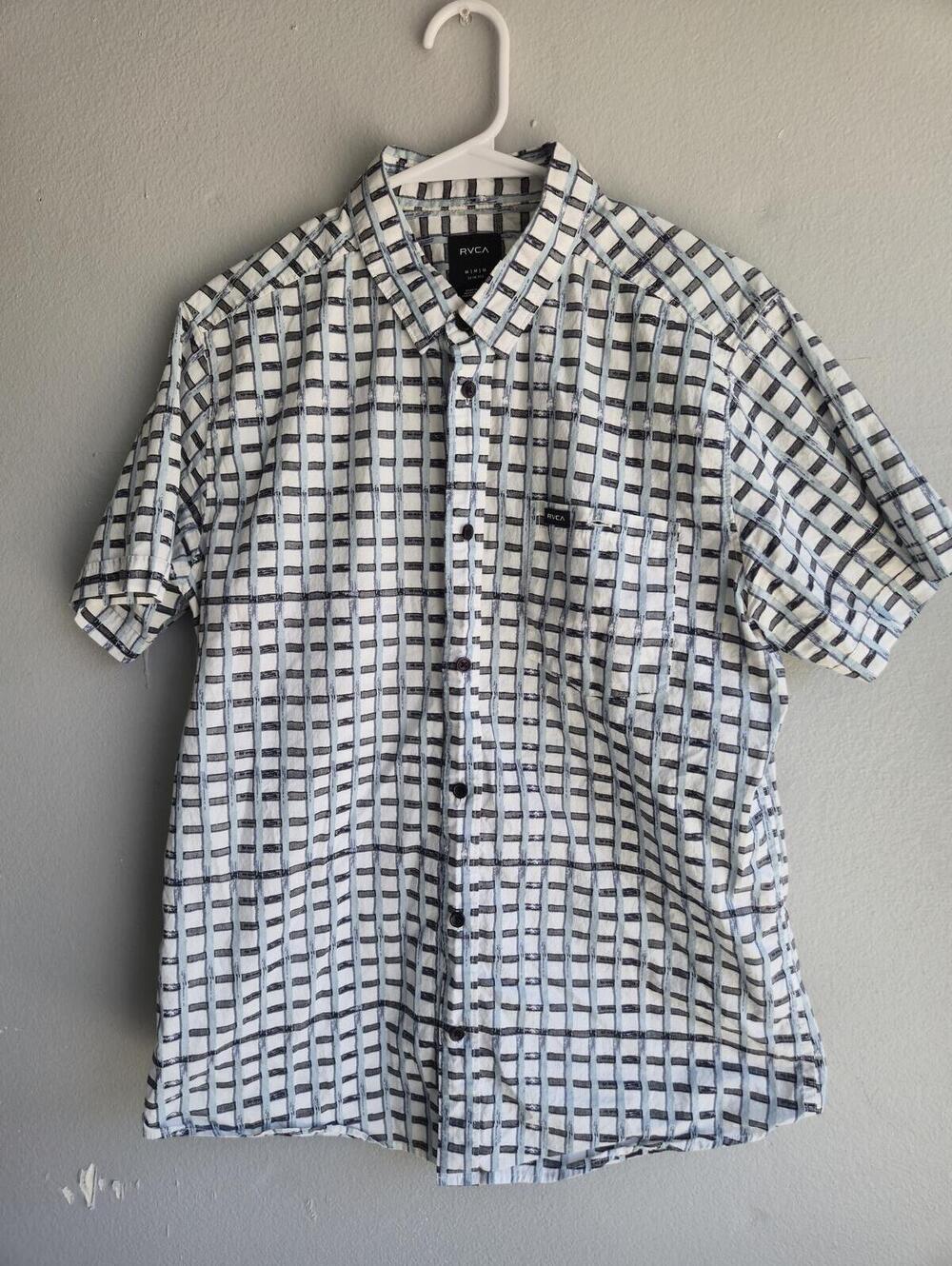 RVCA Men's Slim Fit Short Sleeve Button-Up Shirt Medium